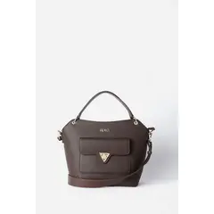 LIOLA - Cartera Mediana, Efecto Cuero Granulado, Chocolate