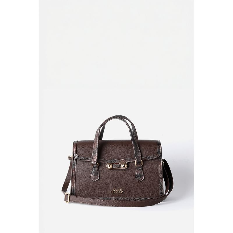 LIOLA - Cartera Aplicación Piton, Efecto Cuero, Chocolate Liola