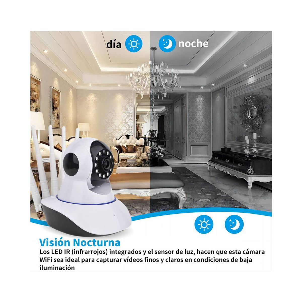 GENERICO - Cámara WiFi HD Interior con Audio y Control desde App