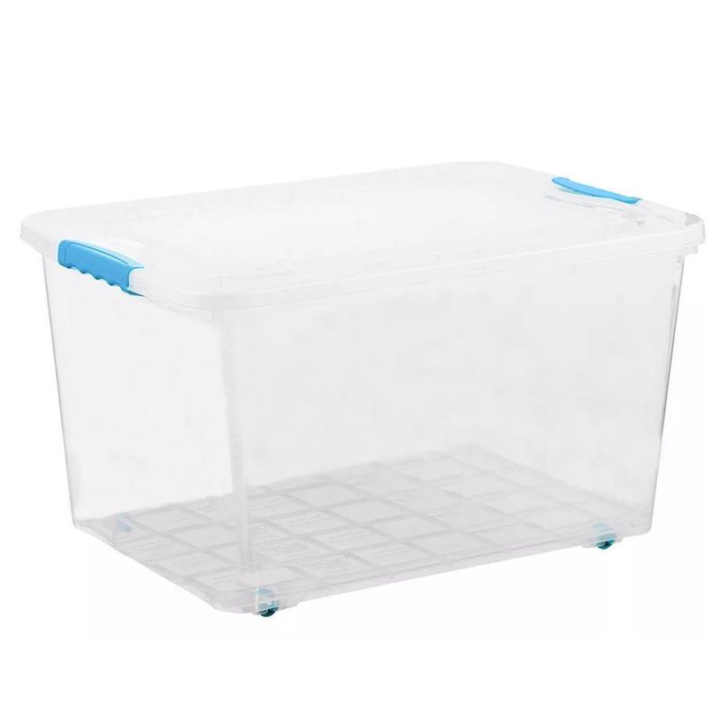 REYPLAST - Caja Apilable Organizadora Almacenamiento Con Ruedas 72 Litr