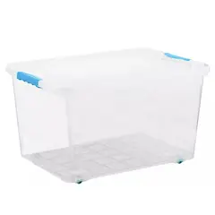 REYPLAST - Caja Apilable Organizadora Almacenamiento Con Ruedas 72 Litr