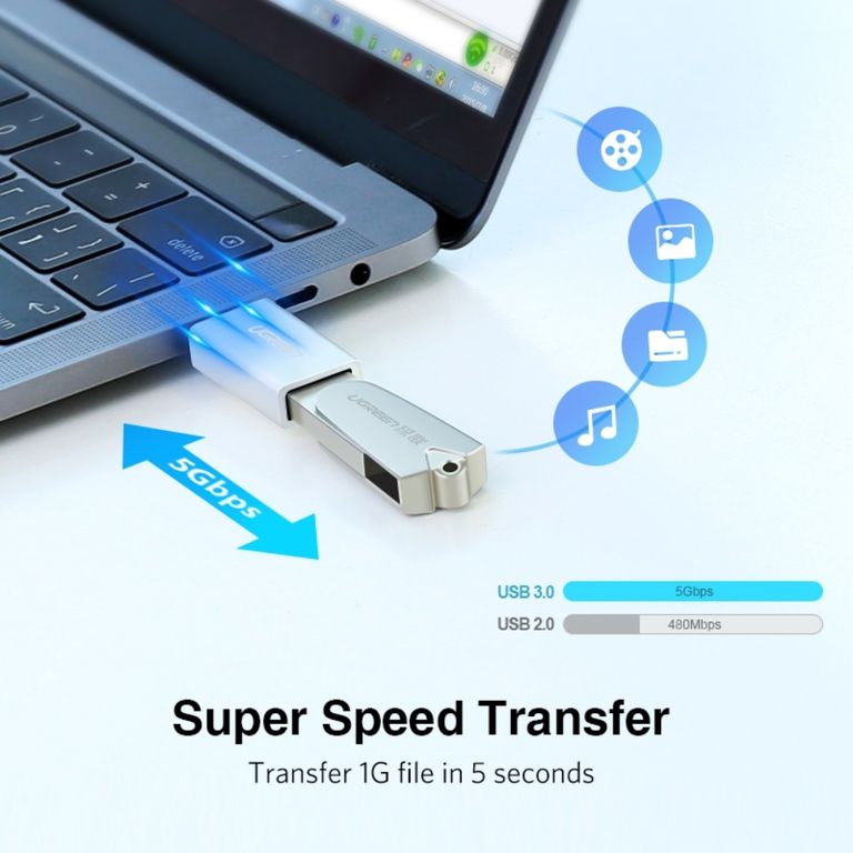 Adaptador OTG USB-C a USB-A 30 Blanco
