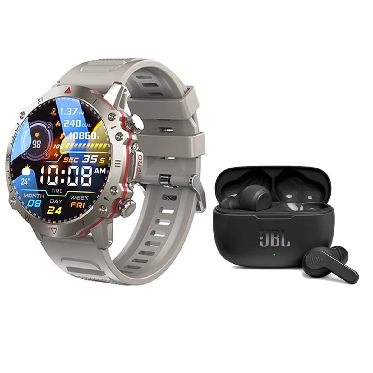 JBL - JBL WAVE 200 TWS Audifonos-B y Toumi Watch GT-D-G Reloj inteligente