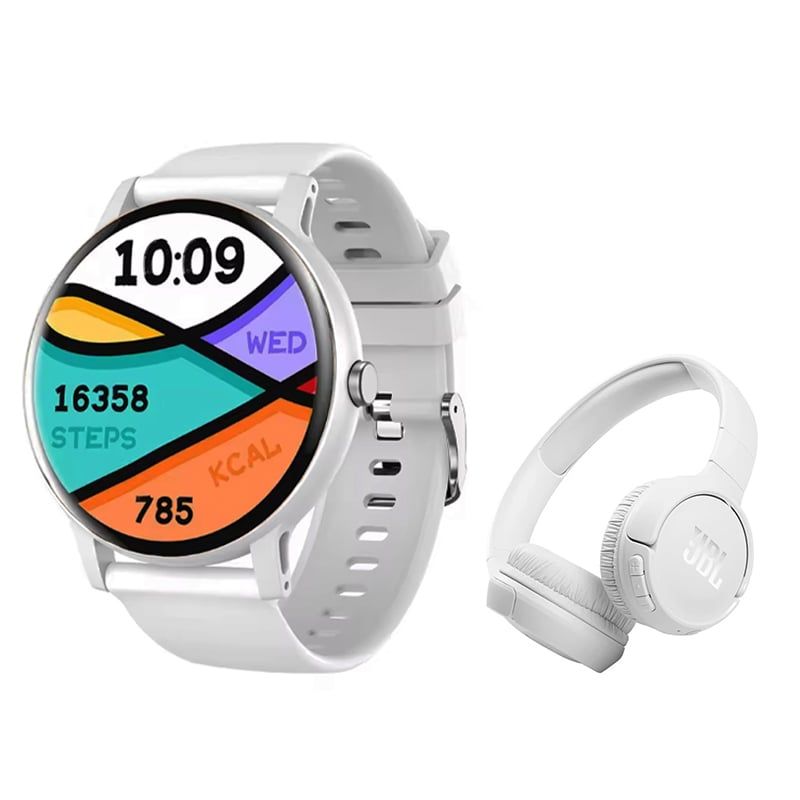 JBL - Audífonos JBL 510BT-Blanco y Toumi Fit Pro-W watch Reloj inteligente