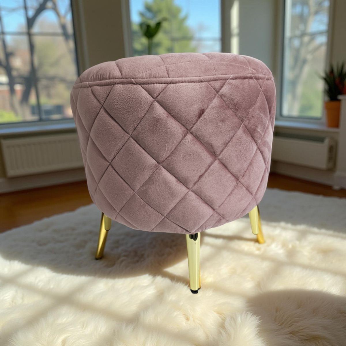 MUEBLES NEW - PUFF REDONDO NEW PALO ROSA FELPA