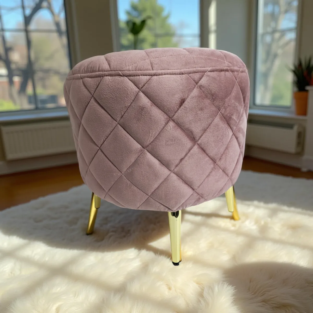 MUEBLES NEW - PUFF REDONDO NEW PALO ROSA FELPA