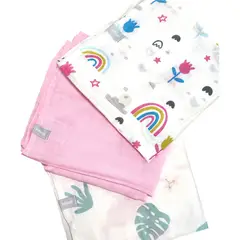 INFANTI - Pack 3 Tutos Para Bebe Algodón Rosa 75x75cm