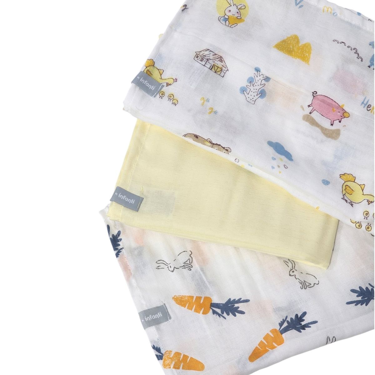 INFANTI - Pack 3 Tutos Para Bebe Infanti Amarillo Algodón 75x75cm