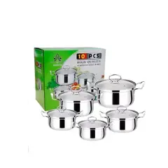 GENERICO - Juego De Ollas Batería De Cocina Set 10 Pcs Acero Inoxidable DN