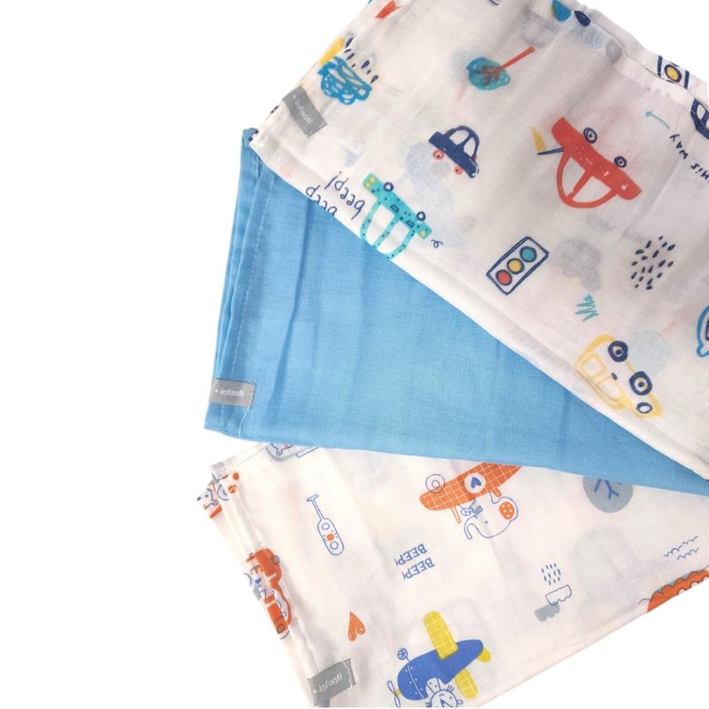 INFANTI - Pack 3 Tutos Para Bebe Infanti Algodón Celeste 75x75cm