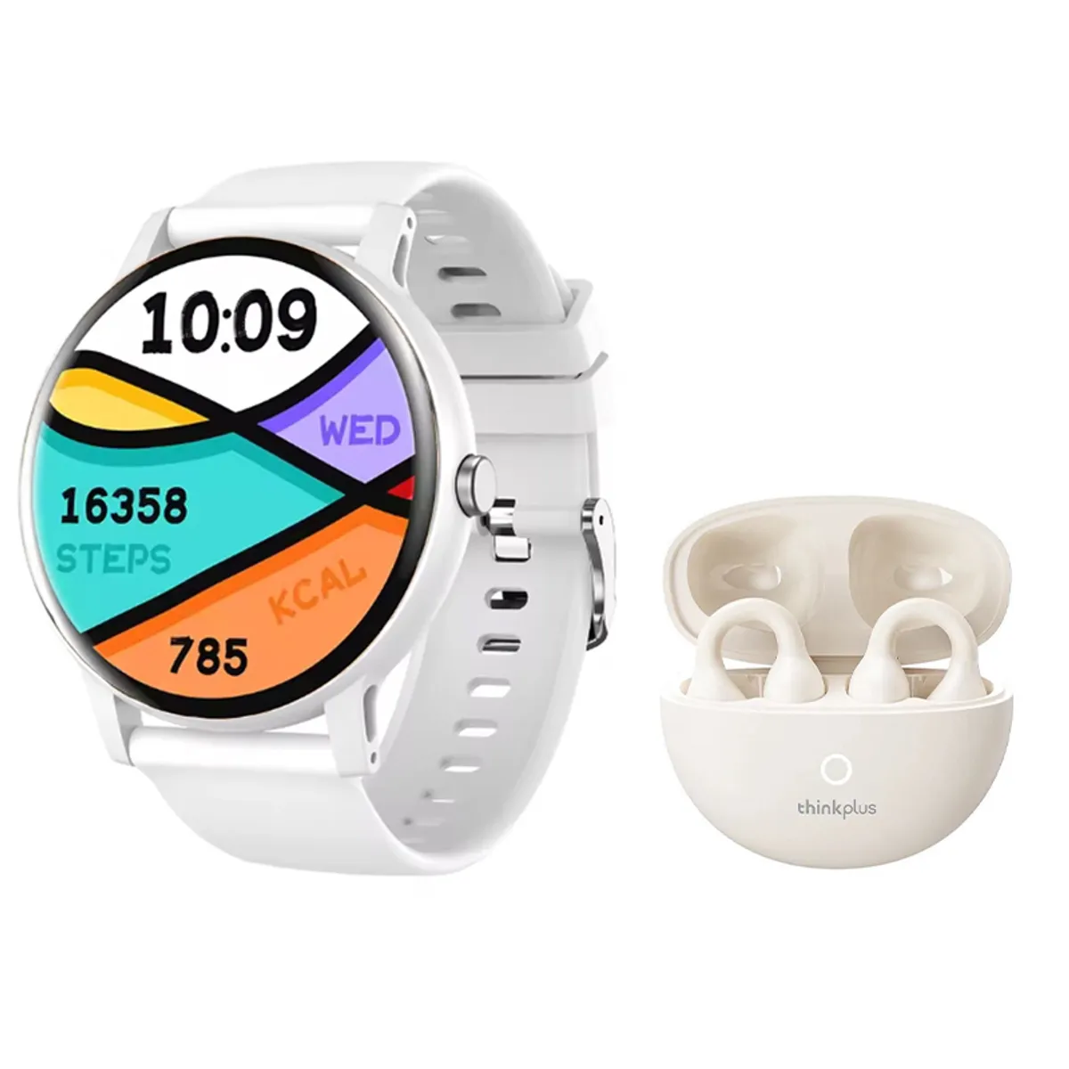 LENOVO - Audífonos Lenovo LP25 y Toumi Fit Pro Reloj inteligente - Blanco