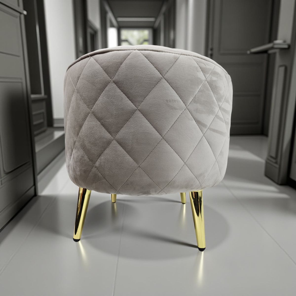 MUEBLES NEW - PUFF REDONDO NEW BEIGE FELPA