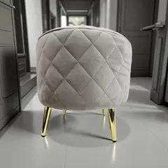 MUEBLES NEW - PUFF REDONDO NEW BEIGE FELPA