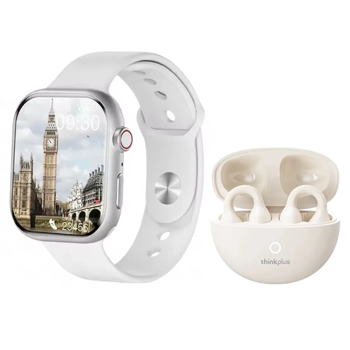LENOVO - Lenovo LP25 Audífonos tws Bluetooth y S10 reloj inteligente-Blanco