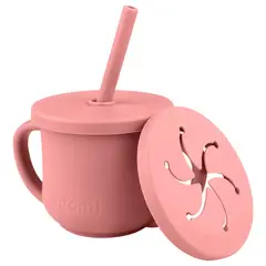 INFANTI - Vaso Silicona 2 en 1 con asas y bombilla 225ml Rosa