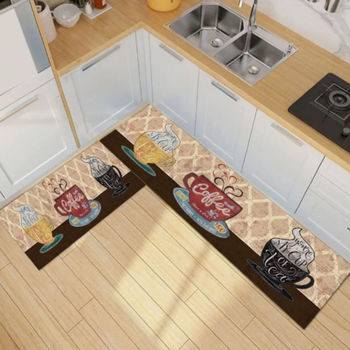 GENERICO - Pack 2 Alfombra De Cocina Antideslizante Piso Entrada De Baño