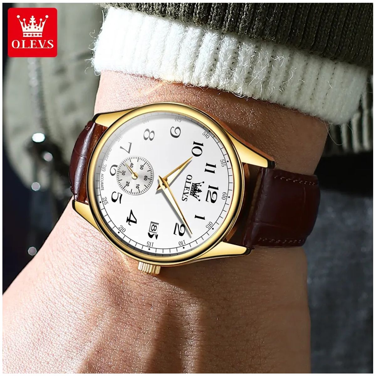 STARTECHOFFICE - Reloj Análogo para Hombre con Correa de Cuero Movimiento de Cuarzo Resistencia al agua 3ATM