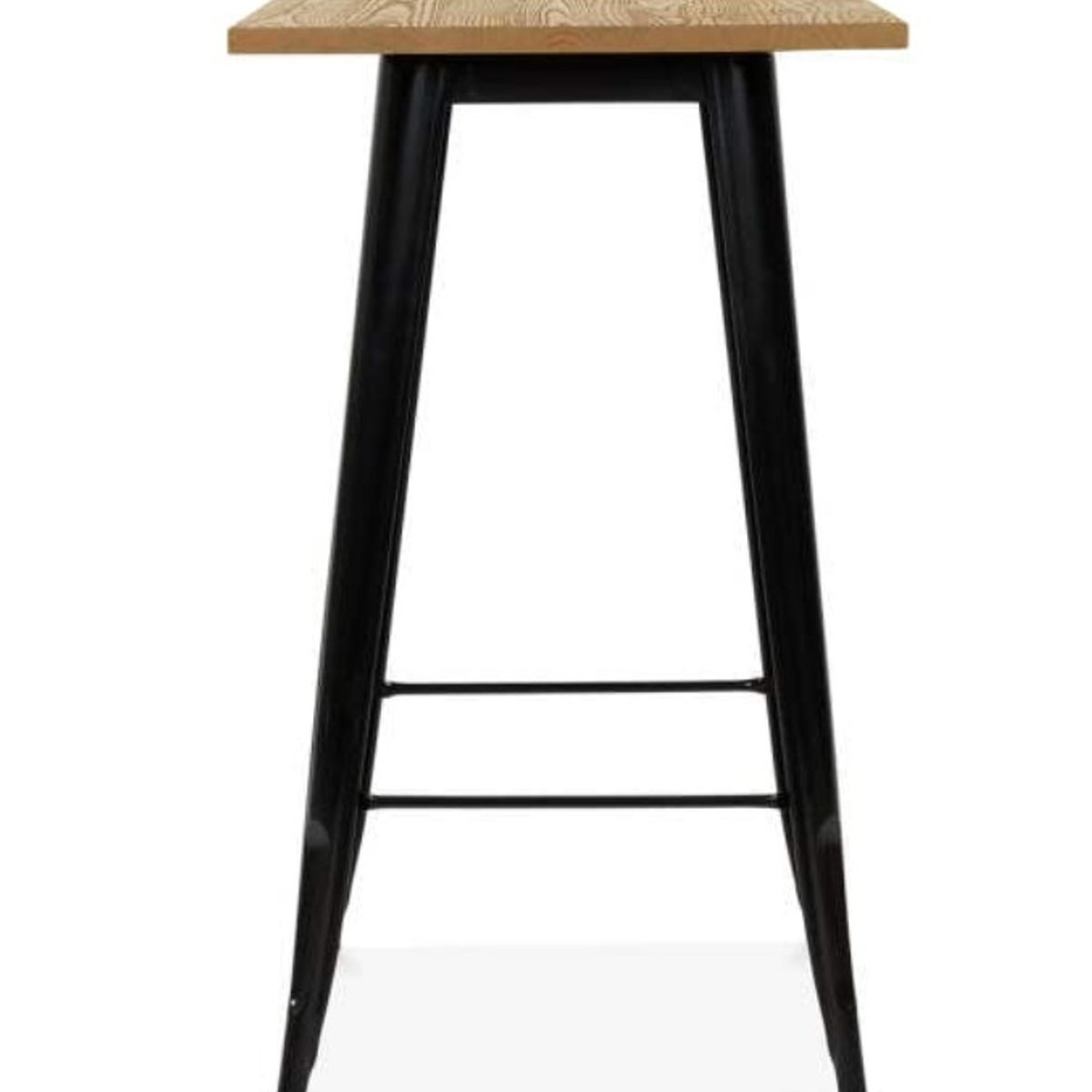 HABITA2 CHILE - Mesa Tolix Bar Cuadrada Madera Clara 60x60 cm