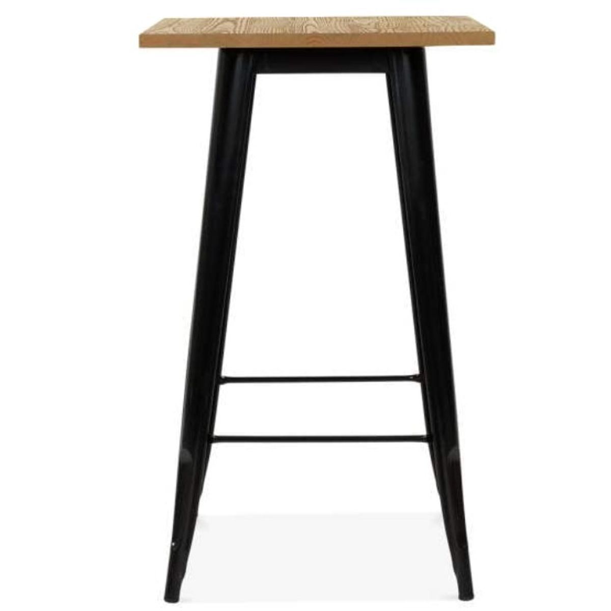 HABITA2 CHILE - Mesa Tolix Bar Cuadrada Madera Clara 60x60 cm