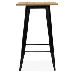 GENERICO - Mesa Tolix Bar Cuadrada Madera Clara 60x60 cm