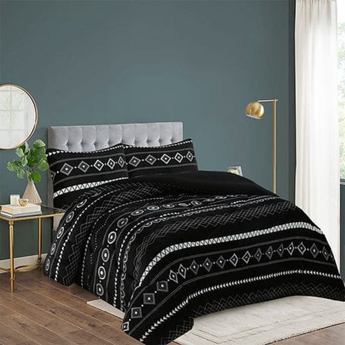 GENERICO - Plumon Cobertor de invierno plush y chiporro 2 plazas - Negro Diseño