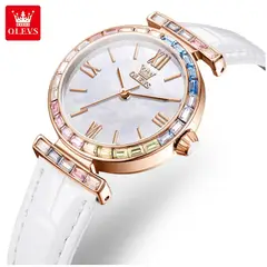 STARTECHOFFICE - Reloj de Mujer Elegante con Correa de Cuero y Cristales Multicolor
