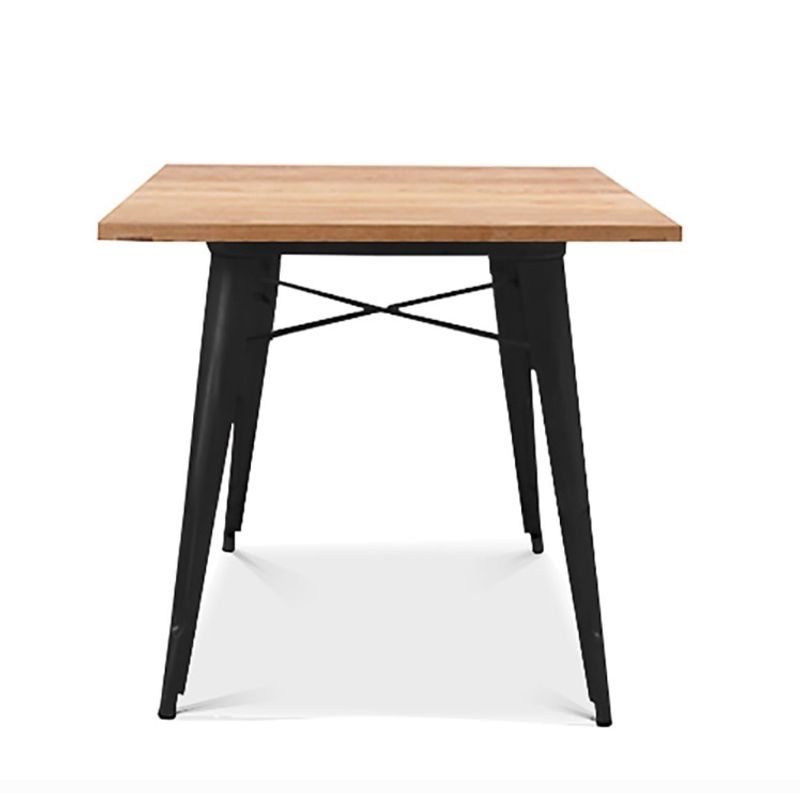 GENERICO - Mesa Tolix Cuadrada Negro Madera Clara 80x80 cm
