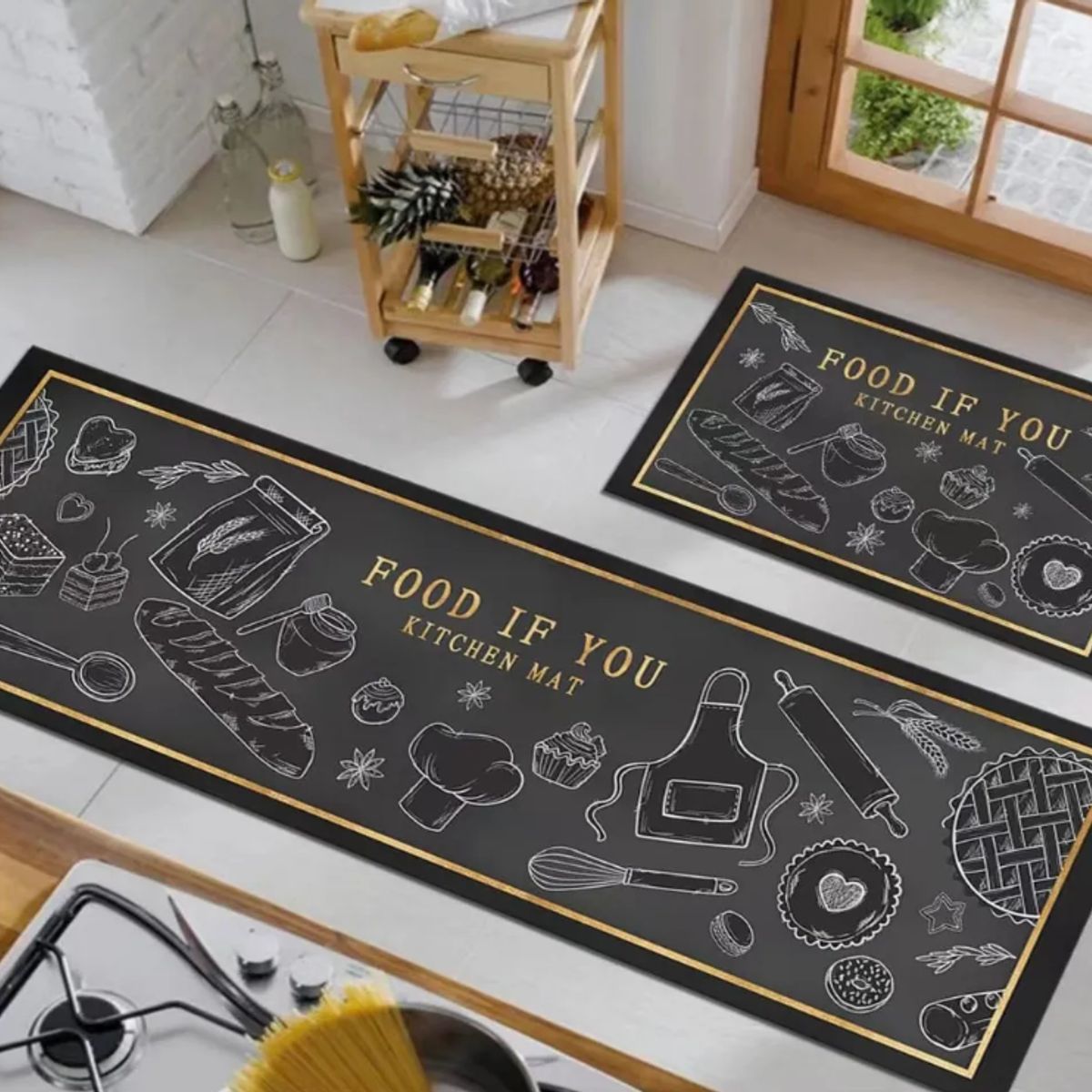 GENERICO - Pack 2 Alfombra De Cocina Antideslizante Piso Entrada De Baño