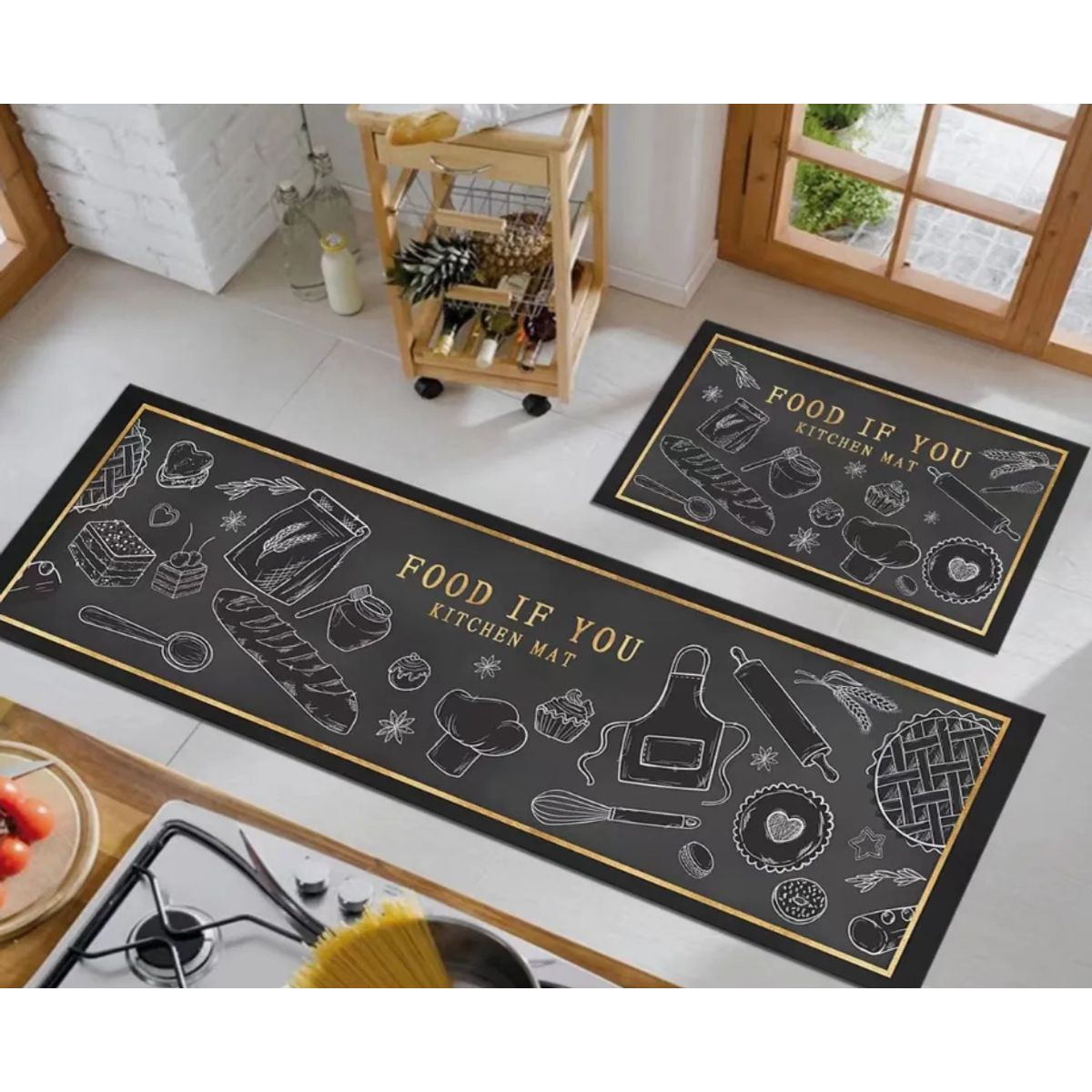 GENERICO - Pack 2 Alfombra De Cocina Antideslizante Piso Entrada De Baño