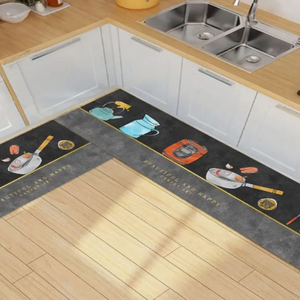 GENERICO - Pack 2 Alfombra De Cocina Antideslizante Piso Entrada De Baño