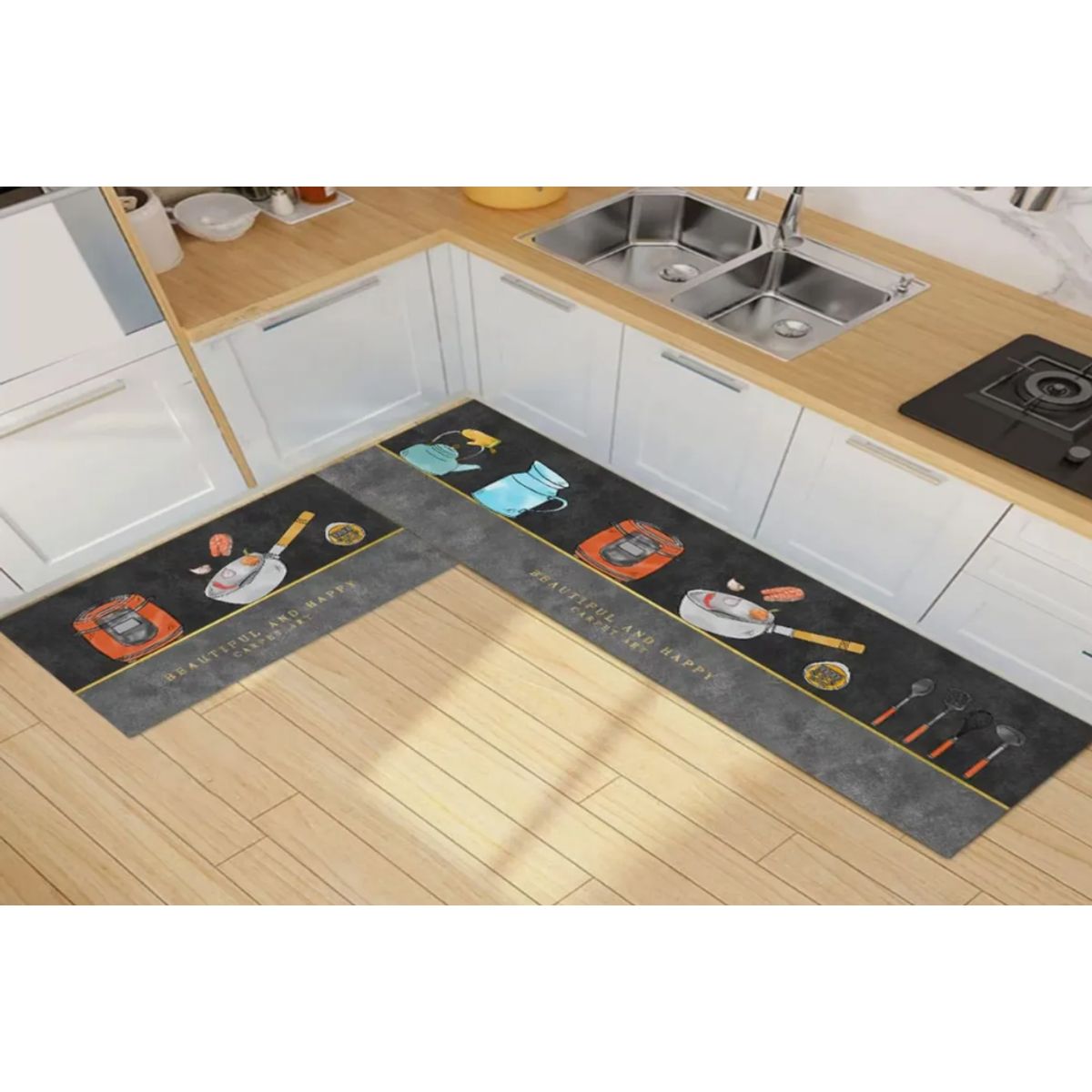 GENERICO - Pack 2 Alfombra De Cocina Antideslizante Piso Entrada De Baño