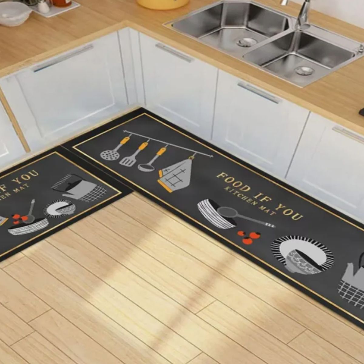 GENERICO - Pack 2 Alfombra De Cocina Antideslizante Piso Entrada De Baño