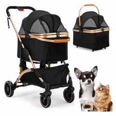 EVERSO - Coche Plegable Para Mascota Perros Gatos Con Cesta Extraíble