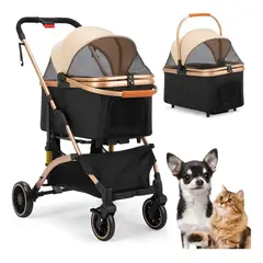 EVERSO - Coche Plegable Para Mascota Perros Gatos Con Cesta Extraíble