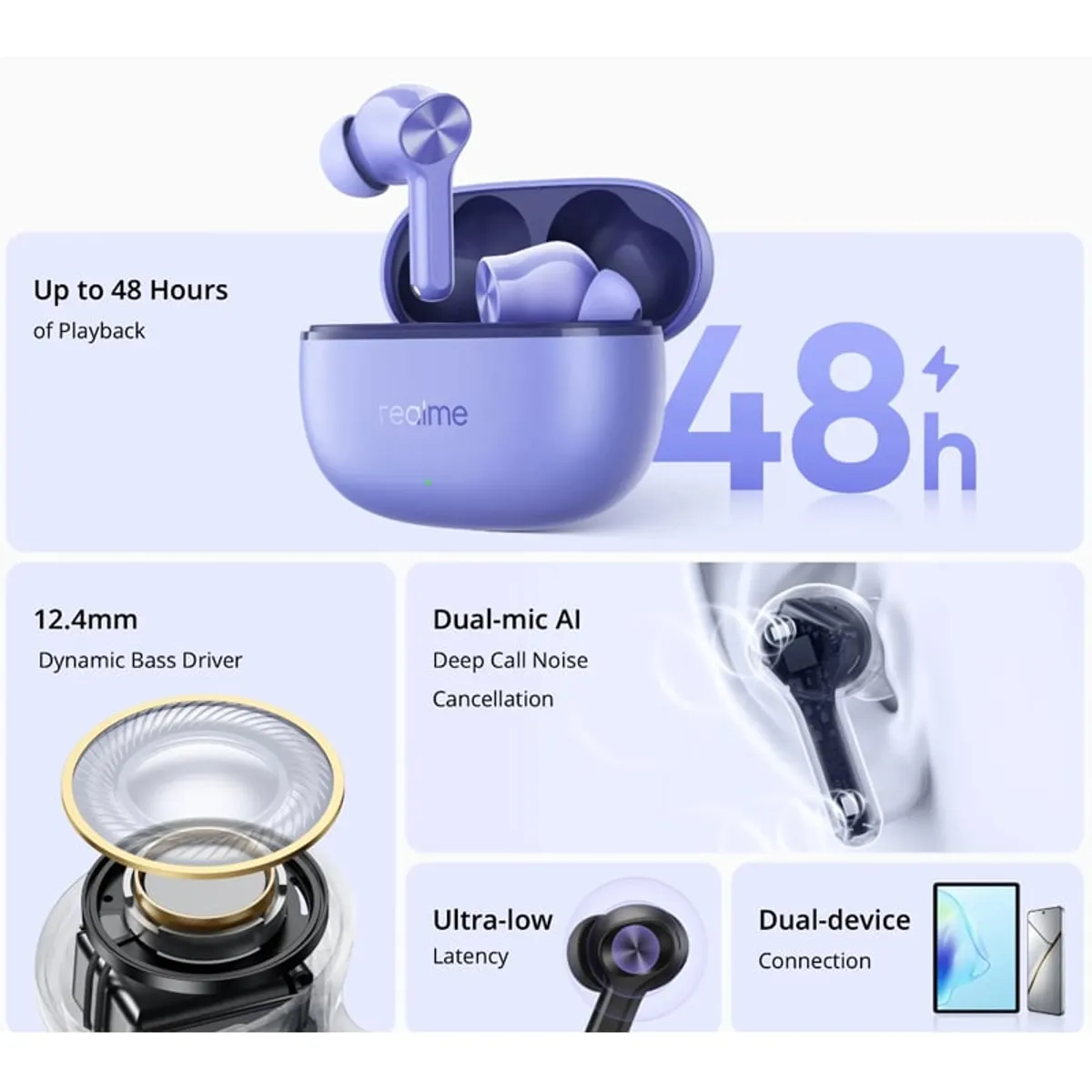 REALME - Audífonos Anc Realme T200 Lite -Morado