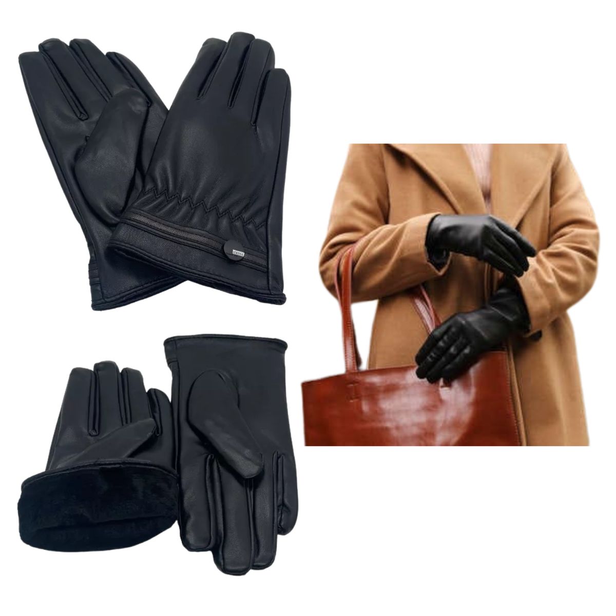 EKOL TACTICA MILITAR - Guantes Cuero Sintético Mujer Invierno