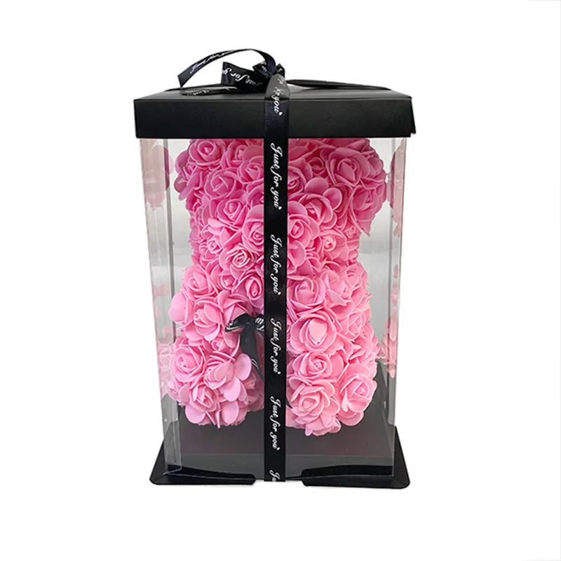 GENERICO - Caja De Regalo Oso De Rosa De Goma Eva Rosa
