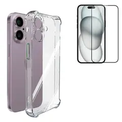 GENERICO - Carcasa Para iPhone 16 Plus Transparente + Mica de Vidrio