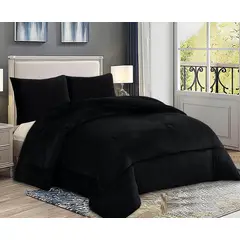GENERICO - Plumon grande king unicolor NEGRO plush con chiporro quita frio TF