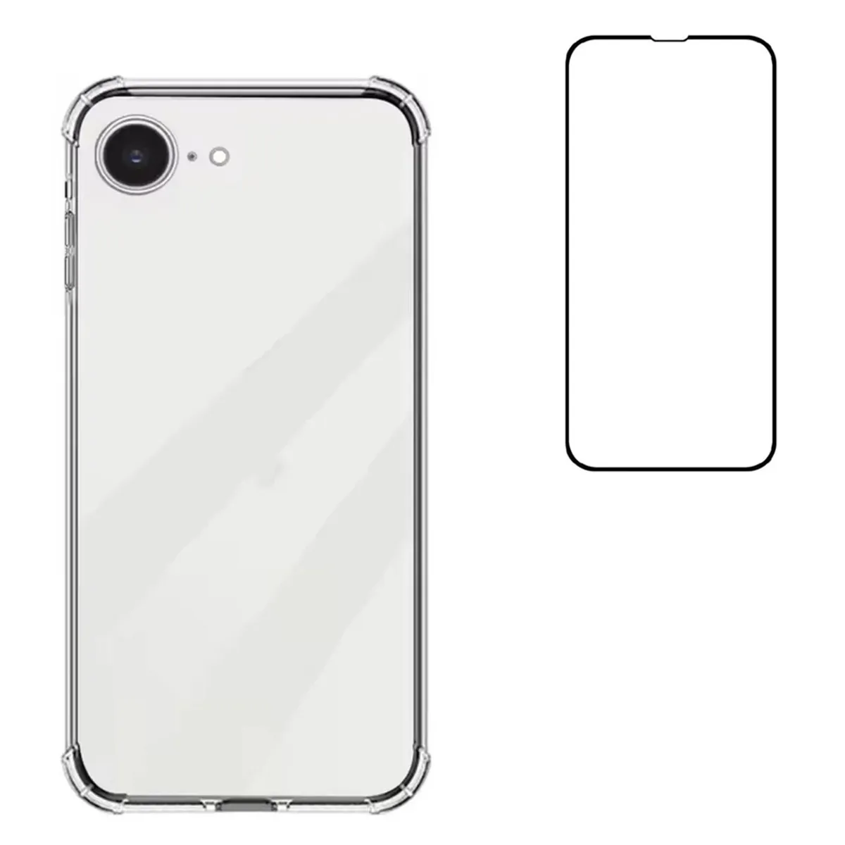 GENERICO - Carcasa Para iPhone 16E Transparente + Mica de Vidrio