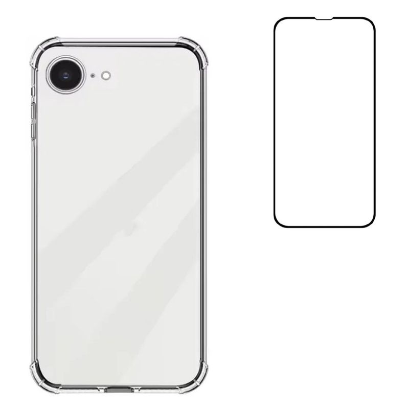 GENERICO - Carcasa Para iPhone 16E Transparente + Mica de Vidrio