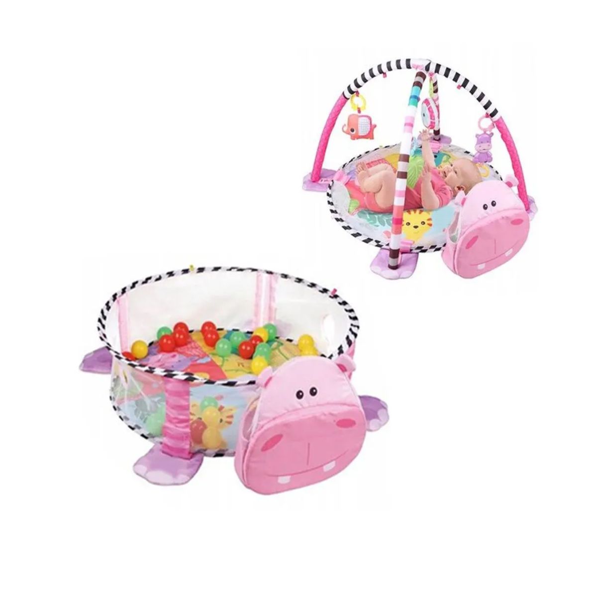 GENERICO - Gimnasio y Piscina Con Pelotas para Bebe de Hipopótamo