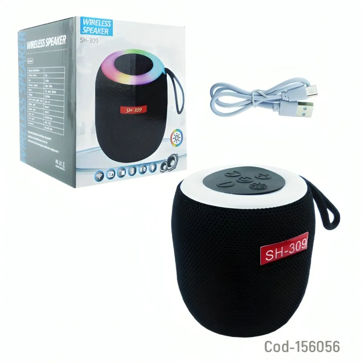 GENERICO - PARLANTE RECARGABLE BLUETOOTH MODSH-309 MINI TELA USB-TF-FM-TYPE-C
