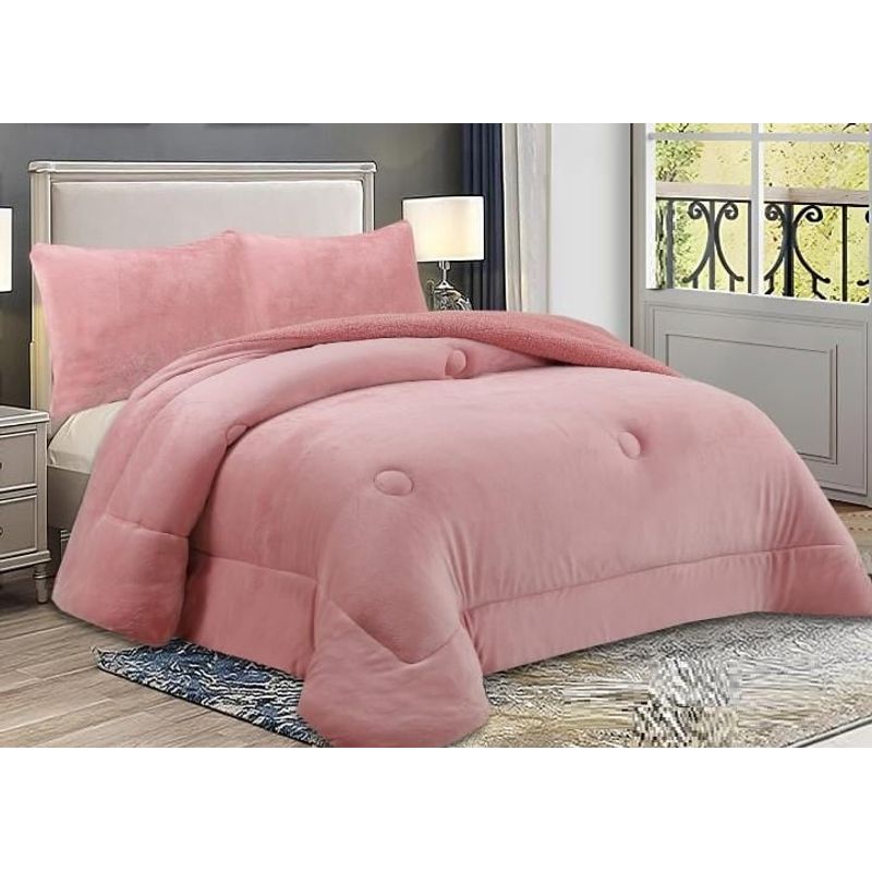 GENERICO - plumon grande king unicolor rosa plush con chiporro quita frio TF