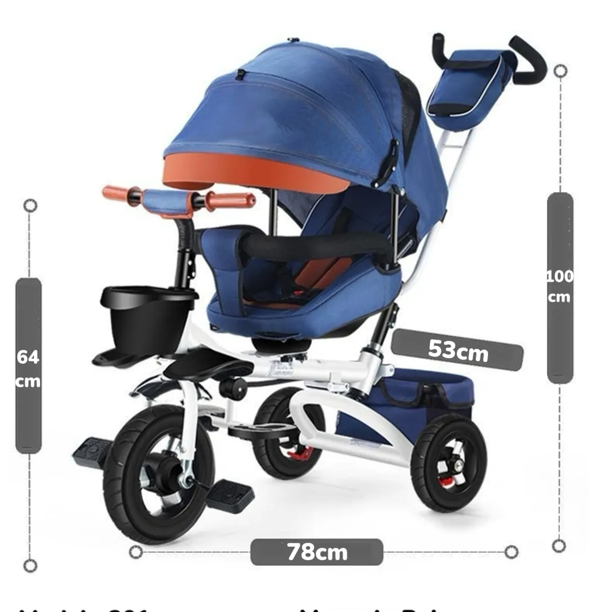 LUBABYCAS - Triciclo Multifuncional Plegable Reclinable Rosado Lubabycas