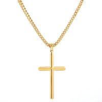 Collar Luxuryjoyascl Cruz Cadena Gruesa Oro 18k Baño 63 Cm