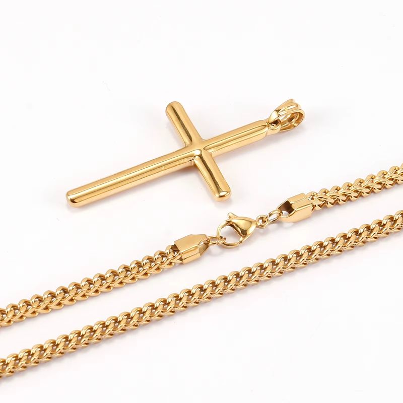 LUXURYJOYAS - Collar Luxuryjoyascl Cruz Cadena Gruesa Oro18kBaño 63 Cm