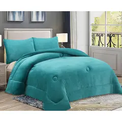GENERICO - Plumon grande king unicolor turquesa plush con chiporro quita frio TF