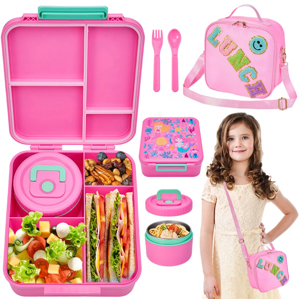 LUKOVEE - Bolso Lonchera Térmica Y Fiambrera Set Para Niños Adultos 2L