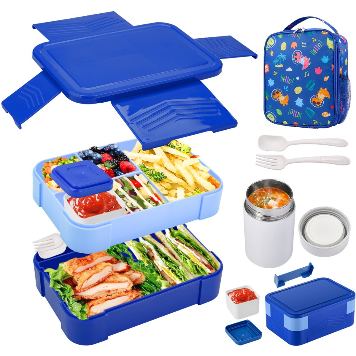 LUKOVEE - Bolso Lonchera Térmica Y Fiambrera Set Para Niños Adultos 2L